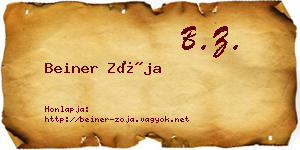 Beiner Zója névjegykártya